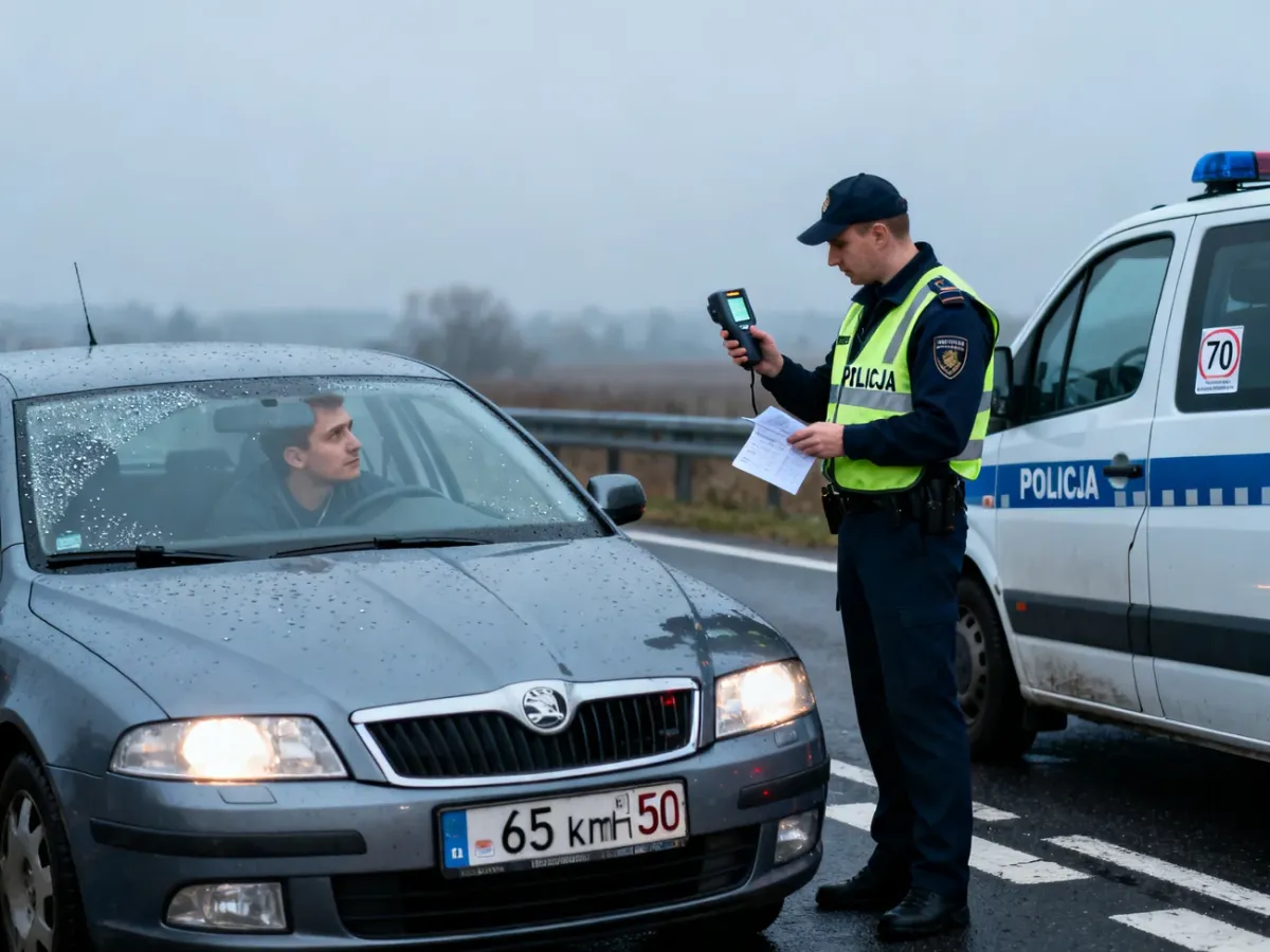Kontrola drogowa kierowcy zatrzymanego za przekroczenie prędkości