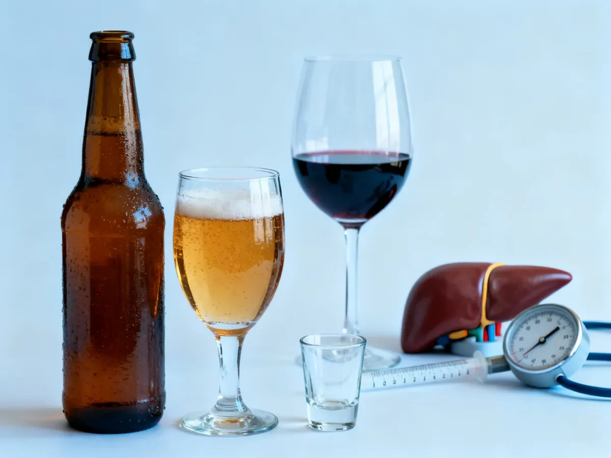 Różne napoje alkoholowe i symboliczny model wątroby