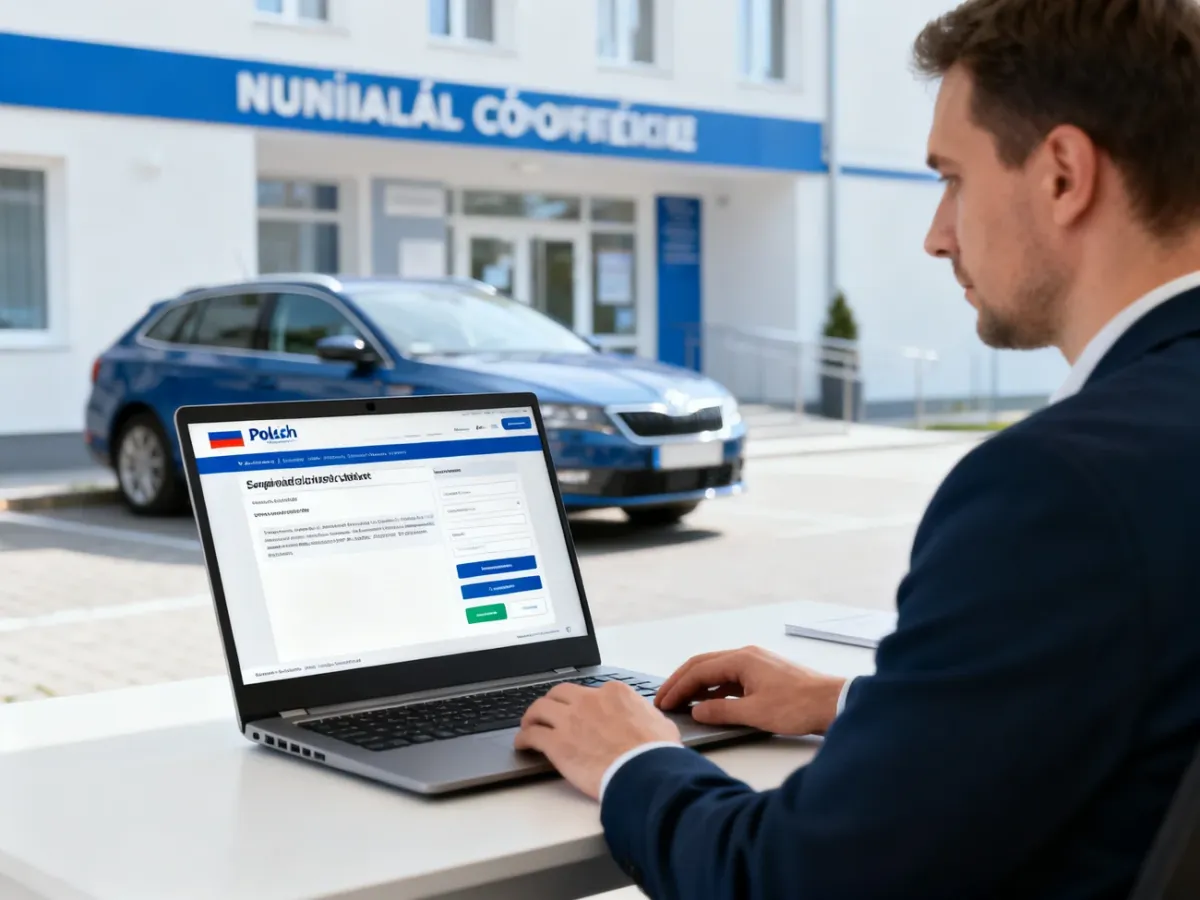 Właściciel samochodu sprawdzający online status dowodu rejestracyjnego