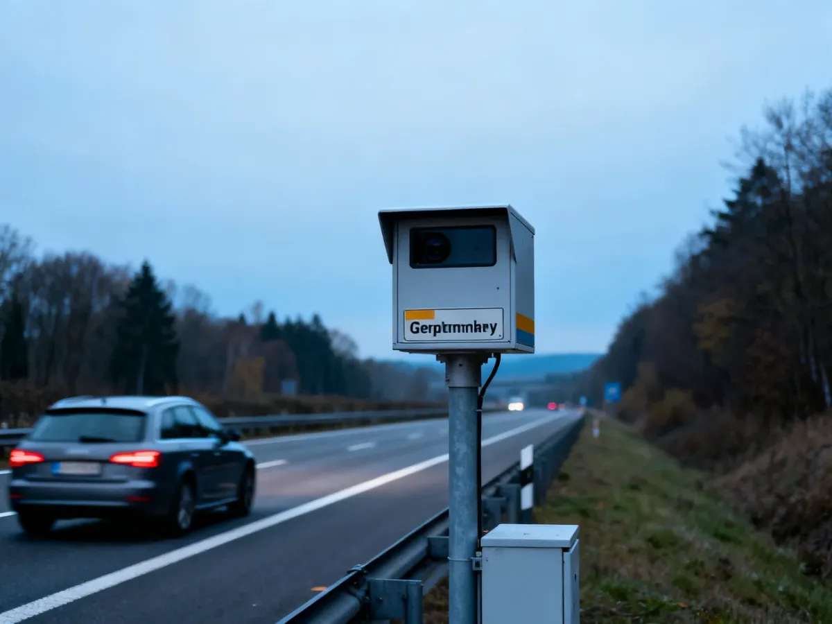 Fotoradar monitorujący samochody na niemieckiej drodze